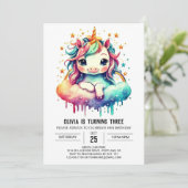 キッズユニコーン誕生日魔法 招待状 (スタンド正面)