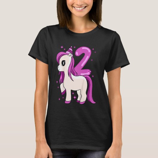 キッズユニコーン2年誕生日 Tシャツ (正面)