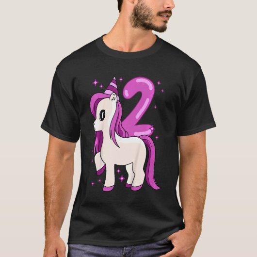 キッズユニコーン2年誕生日 Tシャツ (正面)