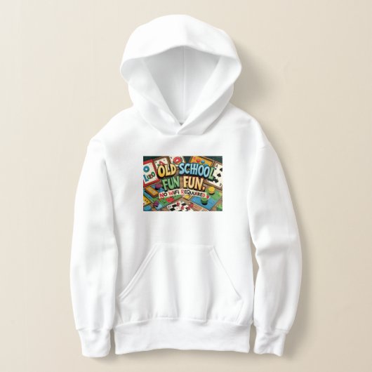 キッズユニセックスフード付きスウェットシャツ-レトロノスタルジアフード付きスウェットシャツ。 (レイダウン)