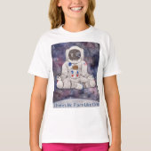 キッズヨガ宇宙飛行士Om Tシャツのような場所なし Tシャツ (正面)