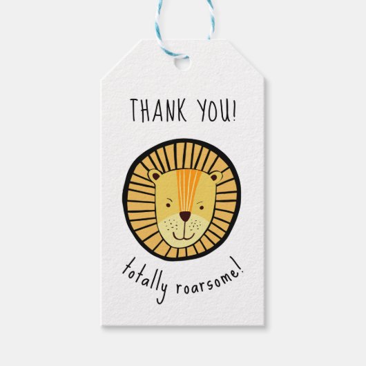 キッズライオン完全に愛らしいジャングルありがとう ギフトタグ (正面)