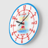 キッズライトハ学ウスタイムブルーホワイトウォールクロック ラージ壁時計 (傾斜)