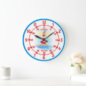 キッズライトハ学ウスタイムブルーホワイトウォールクロック ラージ壁時計 (ホーム)