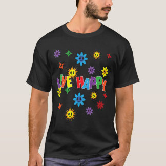 キッズライブ幸せ前向きメッセーやる気を起こさせるジ Tシャツ