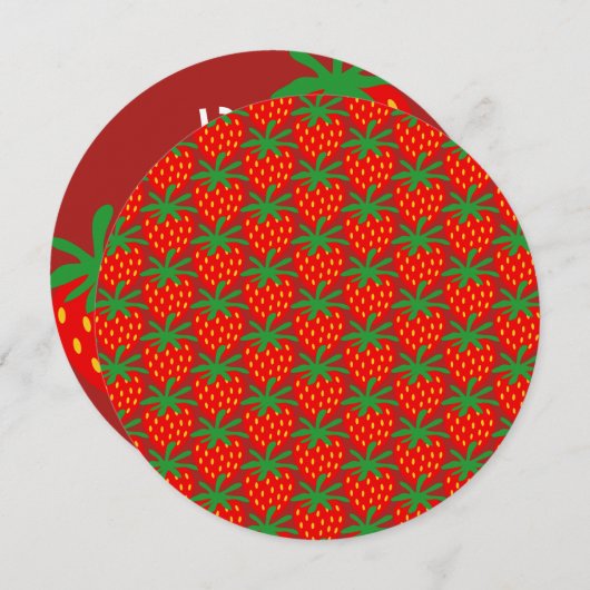 キッズラウンドイチゴバースデーパーティ招待状 招待状 (正面/裏面)