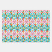 キッズラッカラフルピング紙フラットシートセット3 ラッピングペーパーシート (正面2)