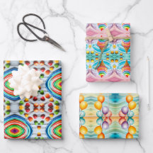 キッズラッカラフルピング紙フラットシートセット3