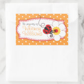 キッズラディバグブックプレートまたはid名オレンジシール 長方形シール (バッグ)