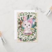 キッズラビットバニーデジタル誕生日 カード (正面/裏面インサイチュ)