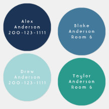 キッズラベルに青い緑の丸アイロン