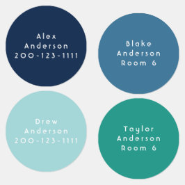 キッズラベルに青い緑の丸アイロン ラベル