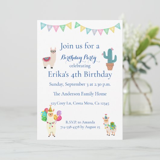 キッズラマサボス誕生日パーティーへの招待 招待状 (スタンド正面)