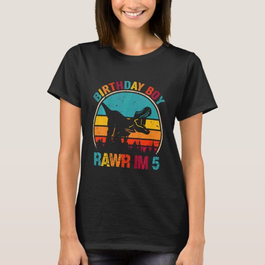 キッズラーI'm 5 Dinosaur 5誕生日少年レックス5 Ye Tシャツ (正面)