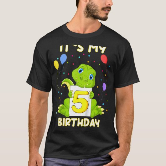 キッズリトルクロコダレアリゲーター5th誕生日マイbir tシャツ (正面)