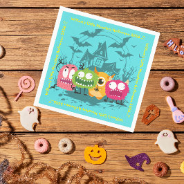 キッズリトルモンスターズハローウィンパーティ スタンダードカクテルナプキン