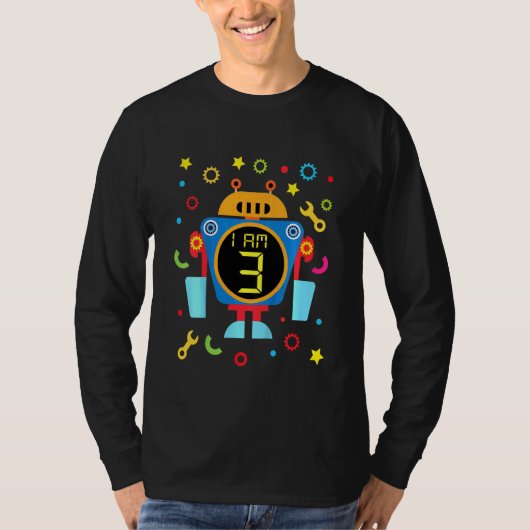 キッズリトルロボット誕生日3歳の誕生日テクニシャン Tシャツ (正面)
