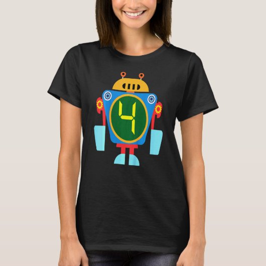 キッズリトルロボット誕生日4歳の誕生日の技術者 Tシャツ (正面)