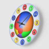 キッズルームおもしろいビーチボール大型ラウンドウォールクロック ラージ壁時計 (傾斜)