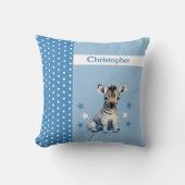 キッズルームかわいいゼブラブルー クッション (正面)