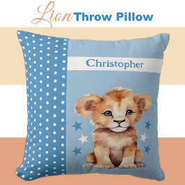 キッズルームかわいいライオンの青 クッション