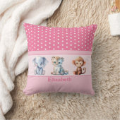 キッズルームかわいい動物の名前を追加ピンク クッション (ブランケット)