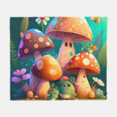 キッズルームに可愛いキノコ フリースブランケット (正面(横))