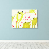 キッズルームアートかわいいカエル水色 キャンバスプリント (インサイチュ (ウッドフロア))