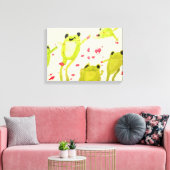 キッズルームアートかわいいカエル水色 キャンバスプリント (インサイチュ (リビング))