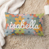 キッズルームカラフルレトロ花 ランバークッション (ブランケット)