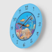 キッズルームフィッシュウォールデコークロック ラージ壁時計 (傾斜)