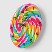 キッズルームモノグラムキャンデカラフルィーをテーマにした時計 ラージ壁時計 (傾斜)