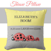 キッズルームラディバグズ名前をカスタムするグレーイエロー クッション