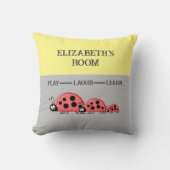 キッズルームラディバグズ名前をカスタムするグレーイエロー クッション (正面)