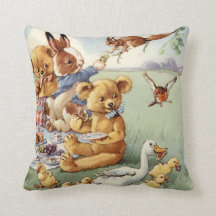 キッズルームヴィンテージ動物の部屋の装飾の枕