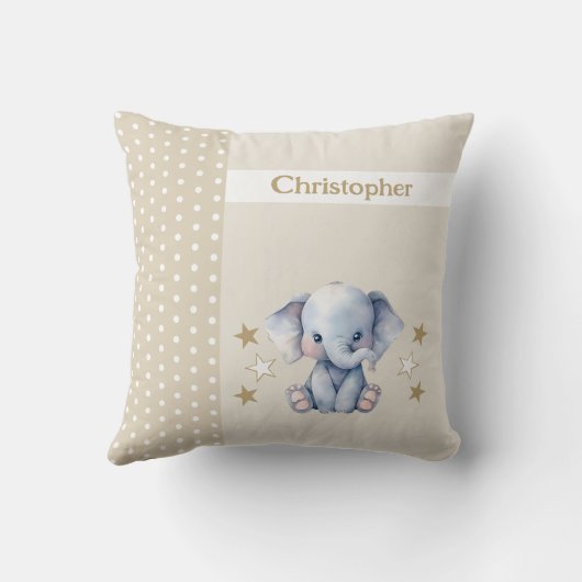 キッズルーム名かわいいエレファントブラウン クッション (裏面)
