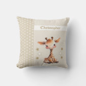 キッズルーム名かわいいキリン・ブラウン クッション (正面)