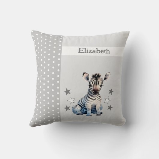 キッズルーム名かわいいゼブラグレイ クッション (裏面)