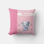 キッズルーム名かわいいゾウのピンク クッション (正面)