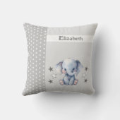 キッズルーム名かわいいゾウ灰色 クッション (裏面)