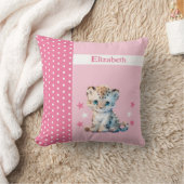 キッズルーム名かわいいヒョウのピンク クッション (ブランケット)