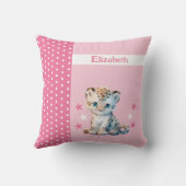 キッズルーム名かわいいヒョウのピンク クッション (裏面)