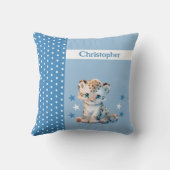 キッズルーム名かわいいヒョウ青 クッション (裏面)