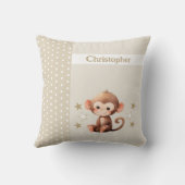 キッズルーム名かわいいモンキーブラウン クッション (裏面)
