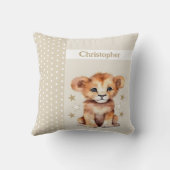 キッズルーム名かわいいライオンブラウン クッション (裏面)