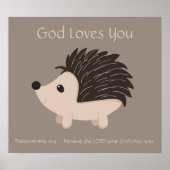 キッズルーム聖なる書物、 経典、神はあなたを愛する可愛いハリネズミP ポスター (正面)