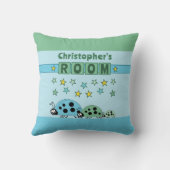 キッズルームLadybugs名前の青の緑を追加 クッション (裏面)