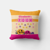 キッズルームLadybugs名前パープルピンクを追加 クッション (正面)