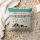 キッズルームLadybugs名前茶色の緑を追加 クッション (ブランケット)