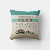 キッズルームLadybugs名前茶色の緑を追加 クッション (正面)